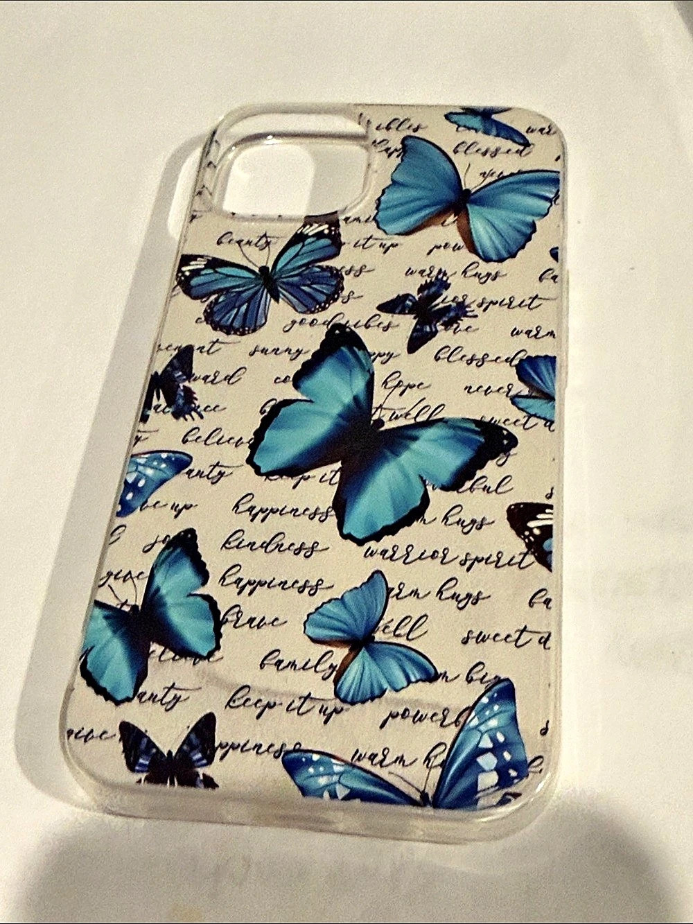 Iphone 13/14 fit Blue & Clear Butterfly Phone Case new